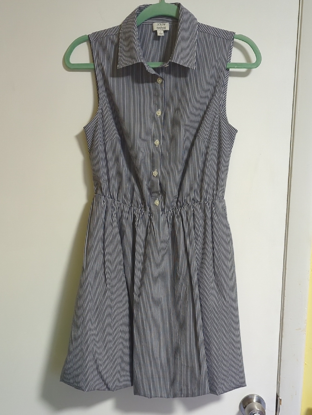 J.Crew factory Navy White Stripe Bubble Hem Mini Dress Size 4
